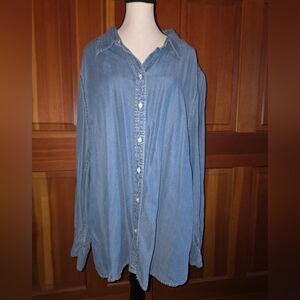 Lauren Ralph Lauren Denim Chambray Womens Button Up Size 3x
